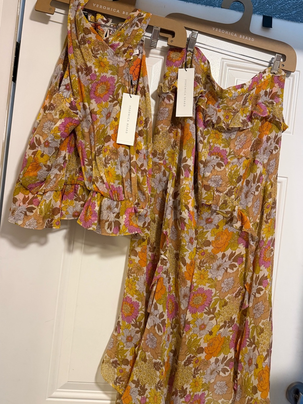 Veronica Beard Mustard Multi Floral Maxi Skirt